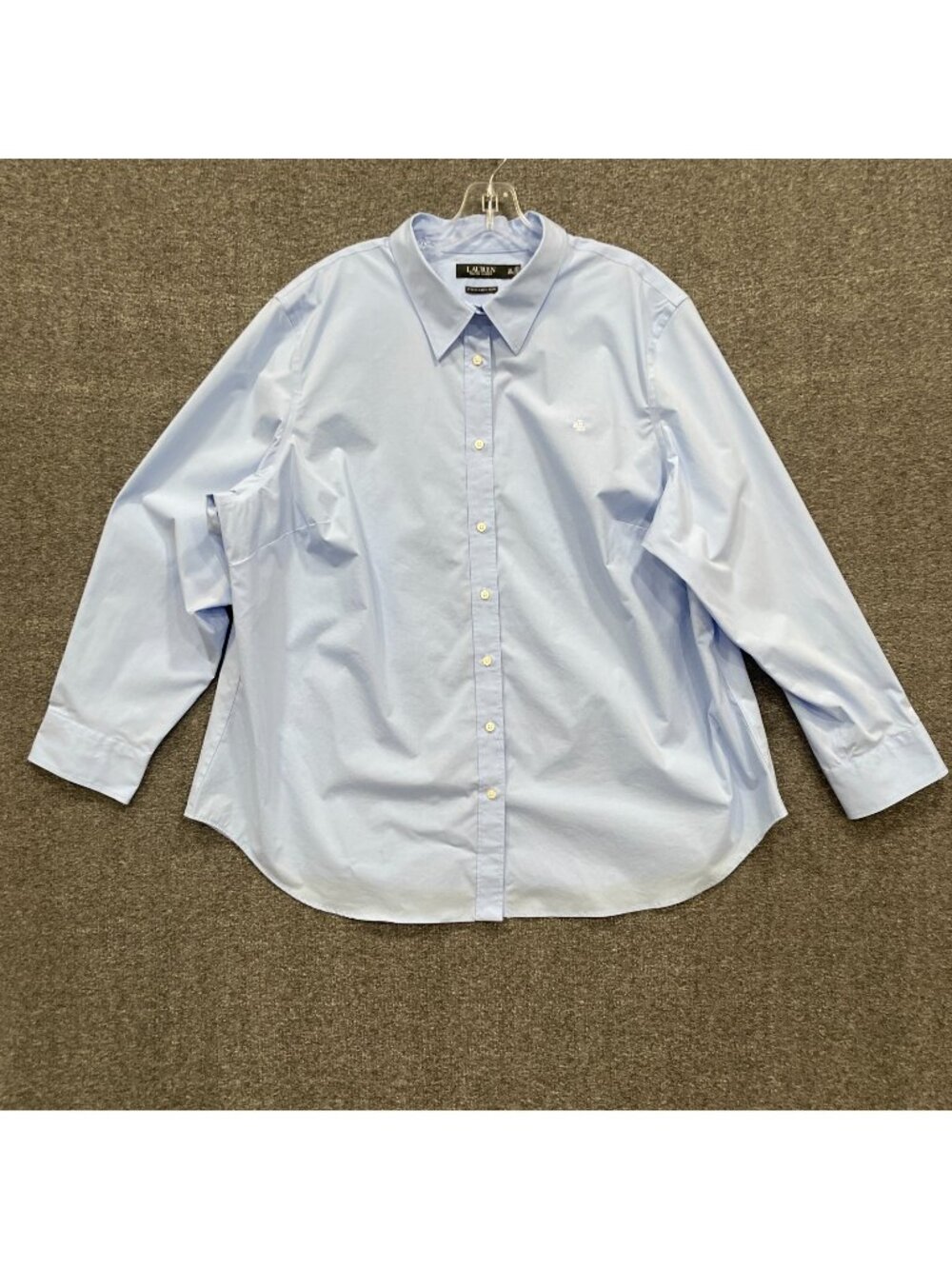 LRL Button Top Womens Size 3X Blue Embroidered Monogram Professional Business